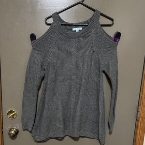 She and Sky Gray Off-the-Shoulder Sweater